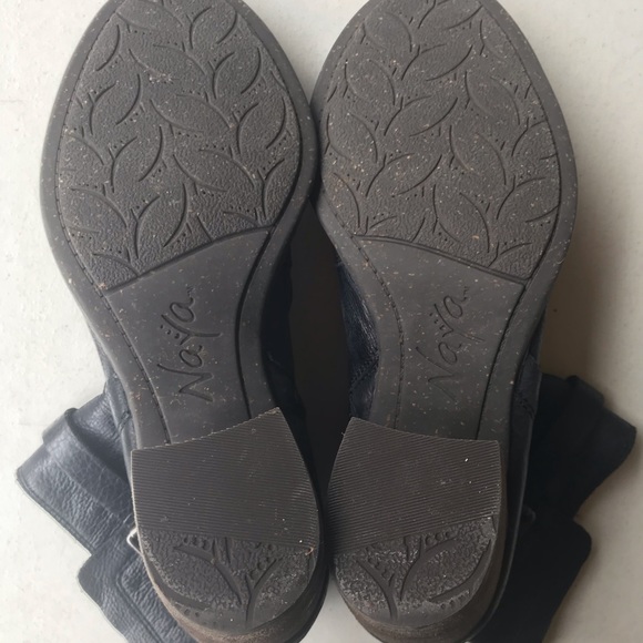 NAYA | Black Virtue Leather Buckle Block Heel Booties Size 8.5 - Picture 6 of 9